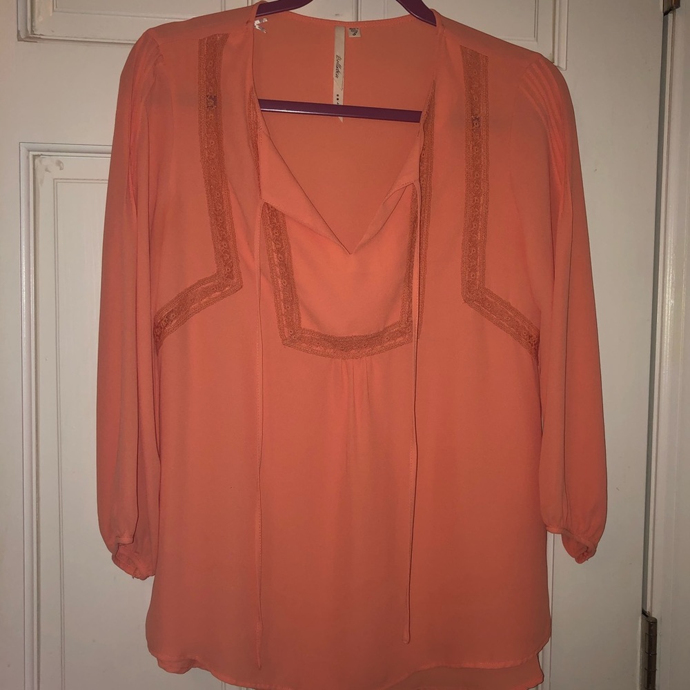 Coral long sleeve blouse
